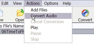 Adding files from the Actions menu