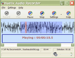 Huelix Audio Recorder - Record audio in WMA, MP3, Ogg, and WAV formats in your PC